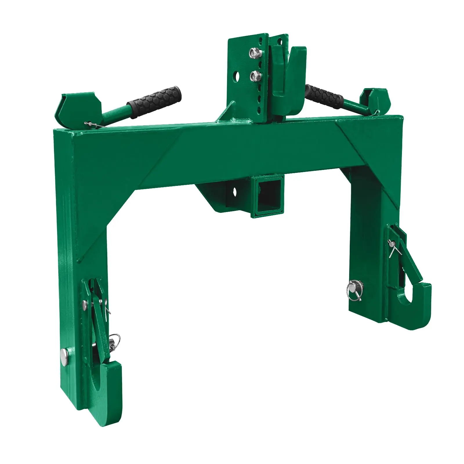 Gaomon Heavy Duty Lift Green 3-Point Quick Hitch for Category 1 Tractors, Universal Fit with Powder Coating, 3000lb Capacity, 2-in Receiver Hitch, 5-pos Top Hook, 3-pt Stability for Easy Implement Connection
