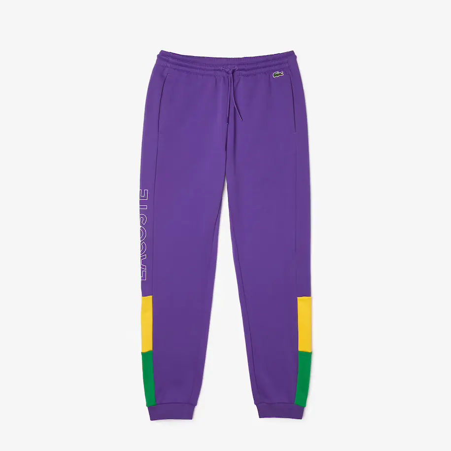 Men's Lacoste Lavender/Broom/Malachite Branded Clbk Fleece Jogging Pants