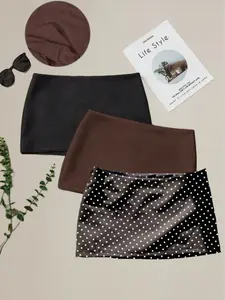 Spring Summer Fall Fashion Polka Dot Commuter Dress Set, Fun and Versatile Three-Piece, Stylish Pure Color Design