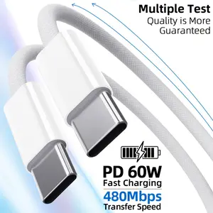 LAIHONEN white 3.3/6.6/10FT 20V3A Nylon woven USB C to USB C Cable, Usb C Compatible, Type C Fast Charging Cable for iPhone 15-17 Pro Max, Galaxy S25/S24, iPad Pro/Air/mini, MacBook Pro/Air and More