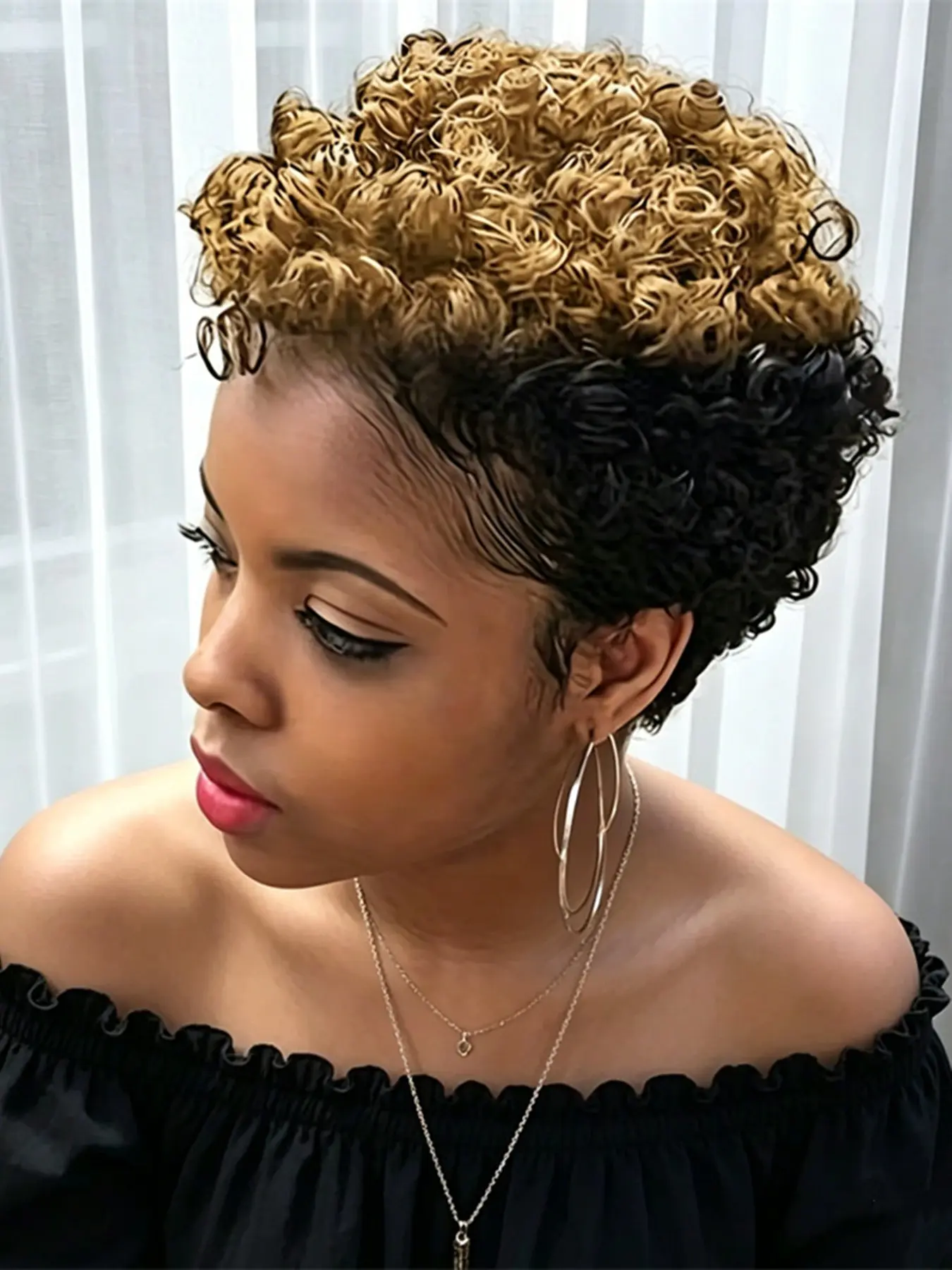 pixie wig short curly Kinky Curly Hair human hair wig machine made black 1bred 1b30 mix color pixie cut human hair wigs for women, Natural Daily Wig, party cosplay gift use wig Curly Textured Wigs