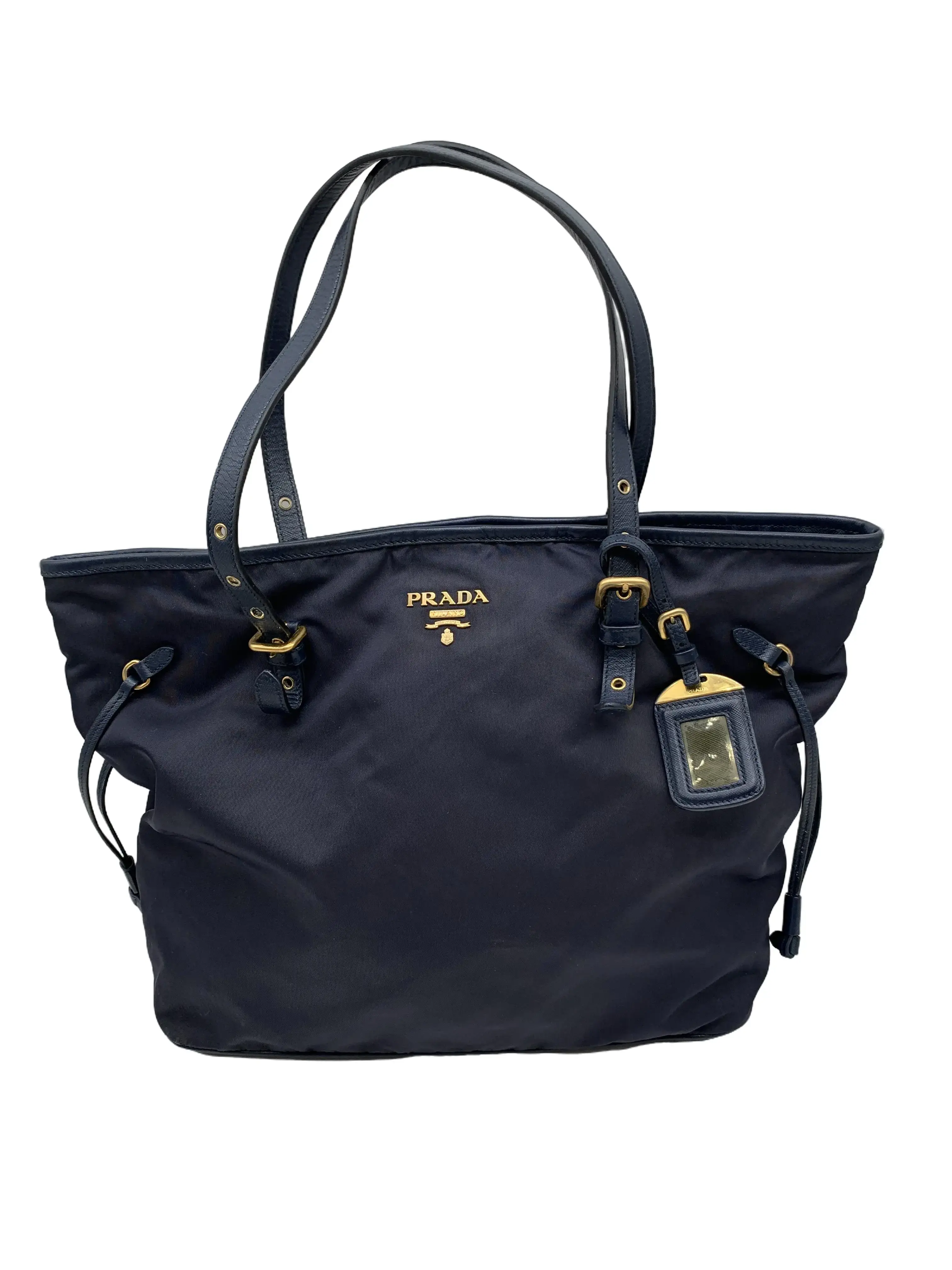 Pre-owned PRADA Navy Drawstring Large Commuter Tote Bag/WJ06914012/4012