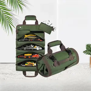 High-End Roll-Up Tool Bag with Detachable Pockets, Heavy-Duty Waterproof Oxford Cloth Storage, Ideal for Motorcycles & Mechanics