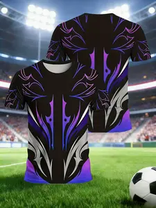 High elasticity quick-drying sports T-shirt with black and purple gradient trendy design - team training and competition uniform