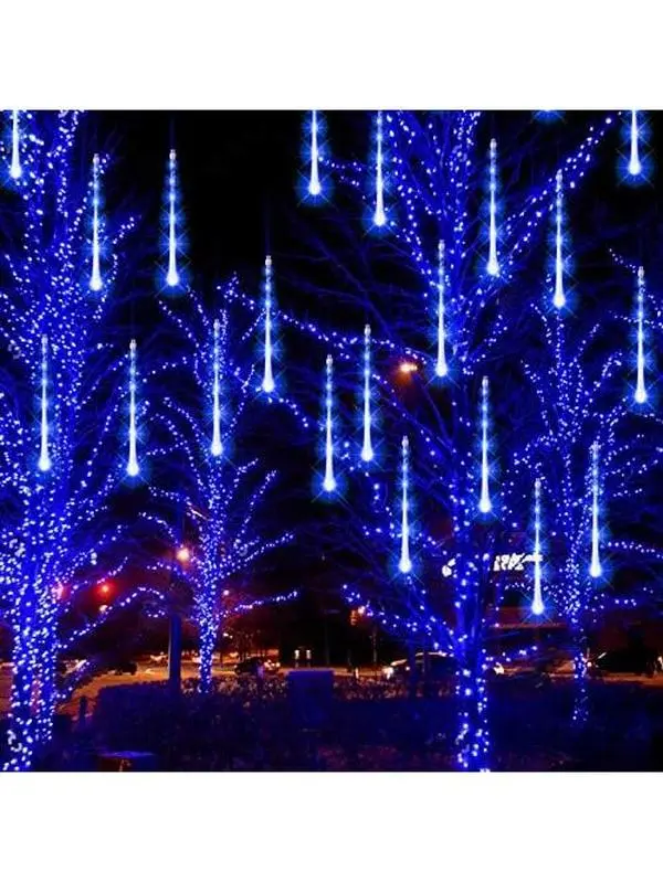Shower Rain Lights, 288 LED Christmas Lights Icicle Snow Falling Halloween Lights Outdoor Raindrop Lights, 30cm 8 Tubes Xmas Tree Holiday Christmas Halloween Decoration, Blue