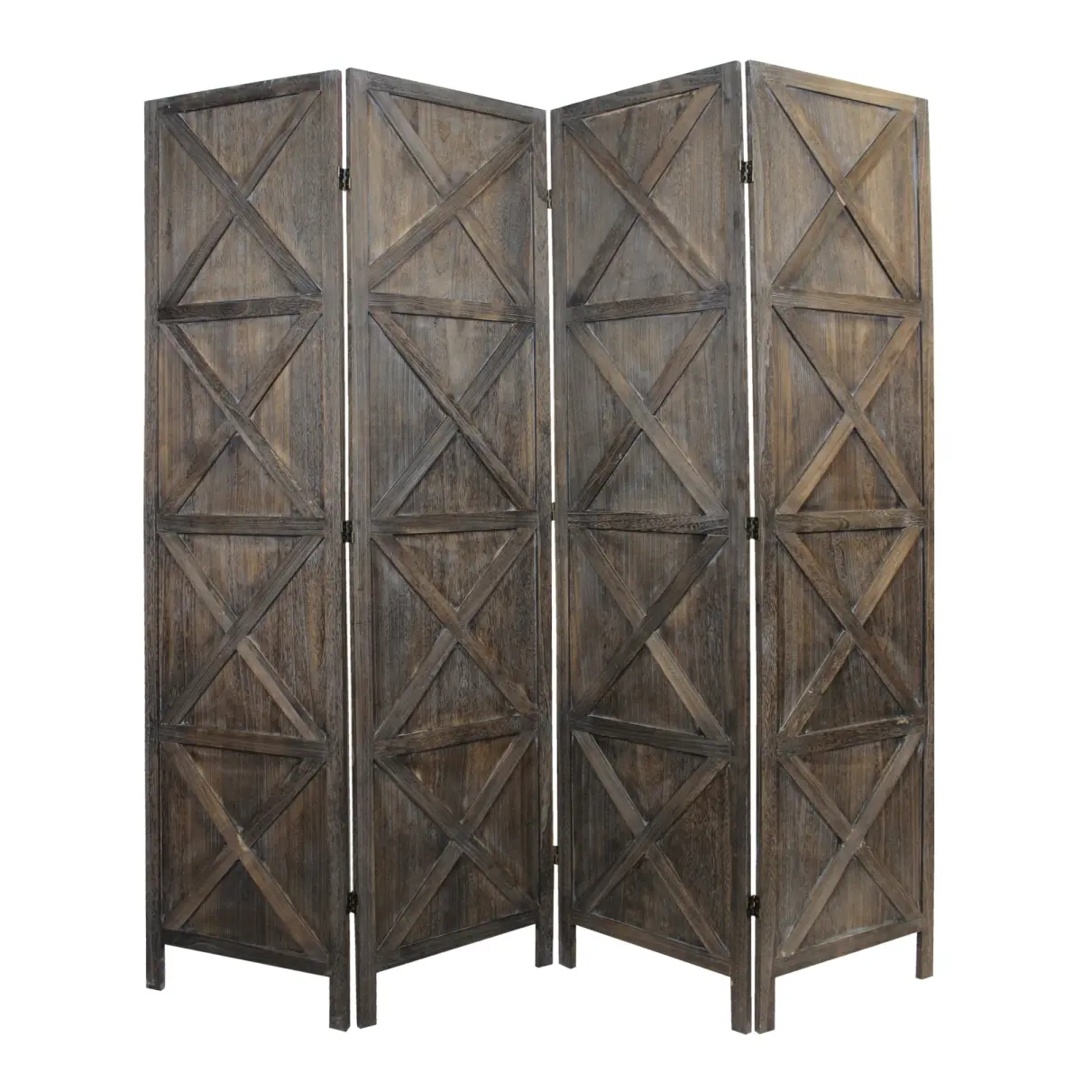 212 MAIN 4-Panel Highland Wood Room Divider, 79x79 in, Rustic Look, Switch Sides (Screen Gems SG-393)