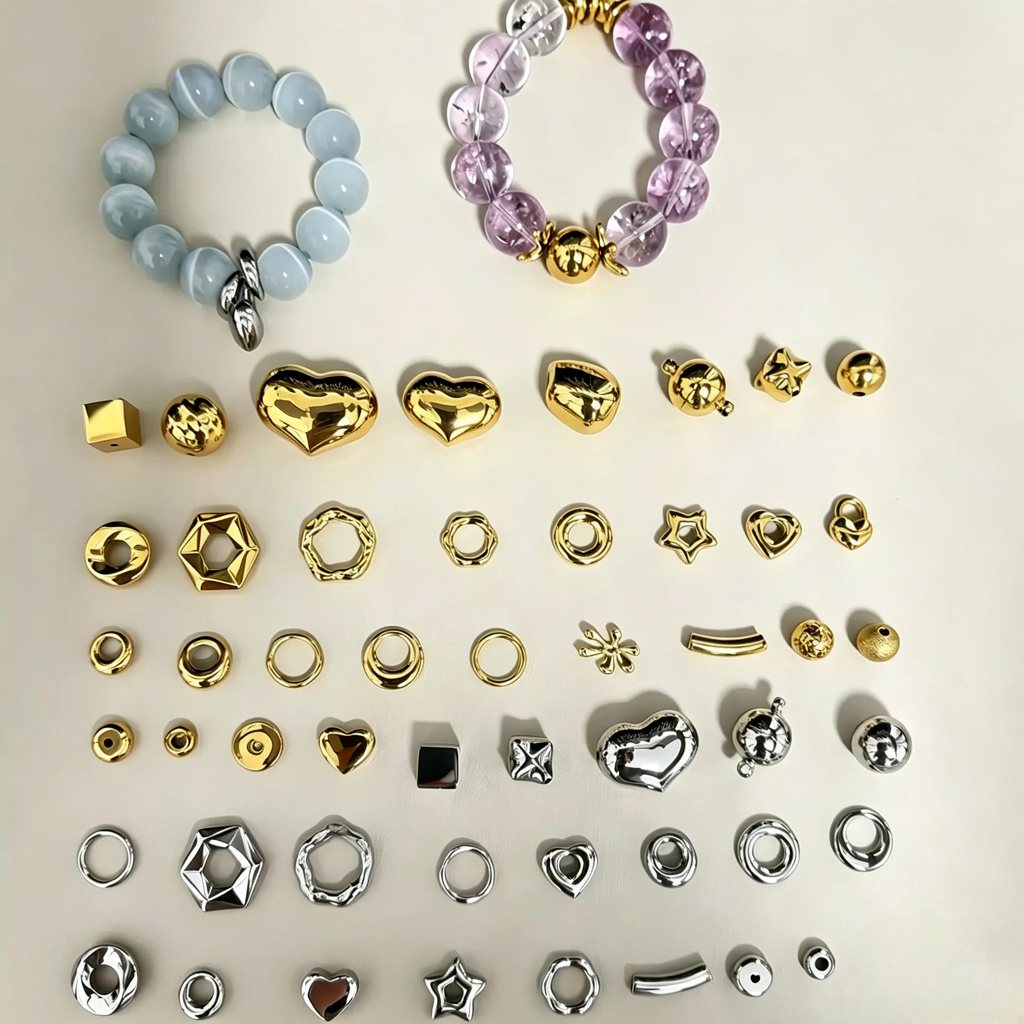 Kokororo Live Link Alloy Metal Spacer Beads & Clasp Pins - Anti-Fade Coat Beading Supplies, Mixed Pack Jewelry Making Findings, Fancy Beads for DIY Crafts