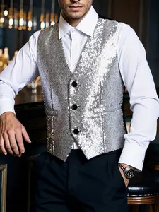 Men's vest, sequined vest, suitable for party vests Menswear Festive Outfits Gilet