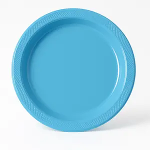 Sturdy 10.25" Blue Plastic Dinner Plates - Pack of 20