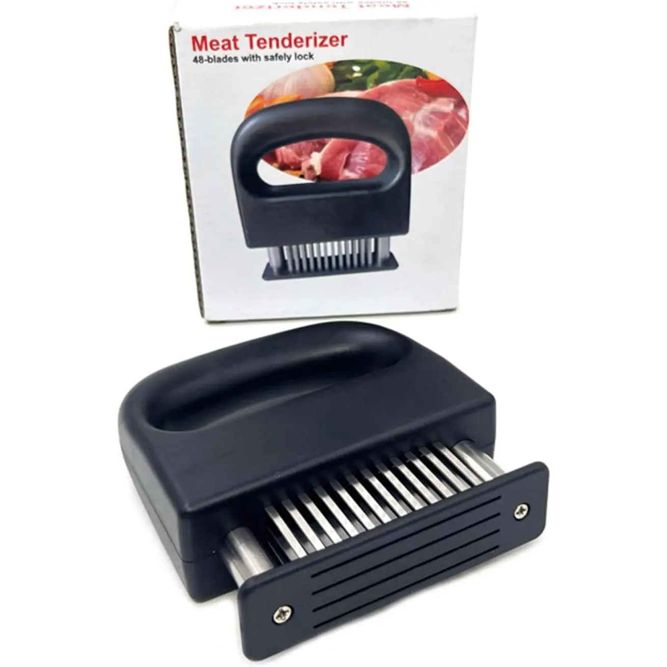 48 Sharpened Stainless Steel Pin Manual Operation Meat Tenderizer Tool, ABS Synthetic Kitchen Utensil, Marinate Aid for Pork Prep, Home Use Meat & Poultry Gadget
