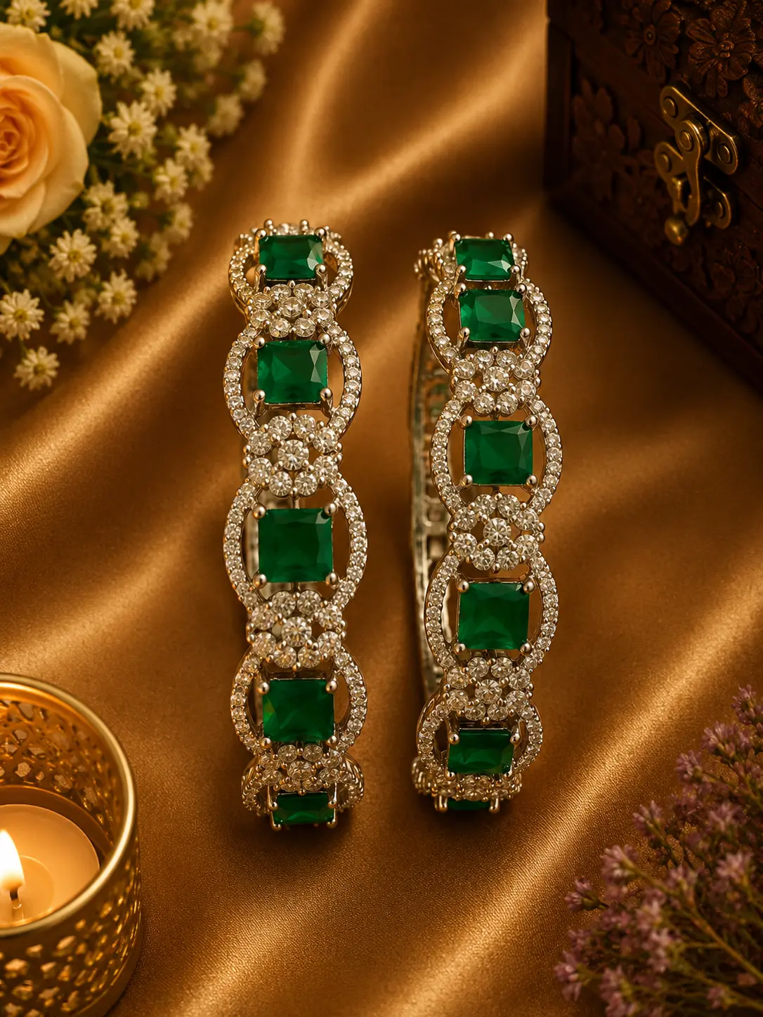Luxury Indian Designer Bangles | Bridal Partywear CZ Bangles | Desi Jewelry 2.8 size