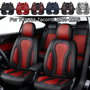 For TOYOTA Tacoma 2014-2025 2026 Luxurious Car 5 Seat Covers Full Set with Storage Bag, Nappa Leather All Wrapped, Car Front and Rear Seats Protector Waterproof, Breathable Car Seat Cushion Pad Mat, Carseat Cover Vehicle Interior Decoration Accessories