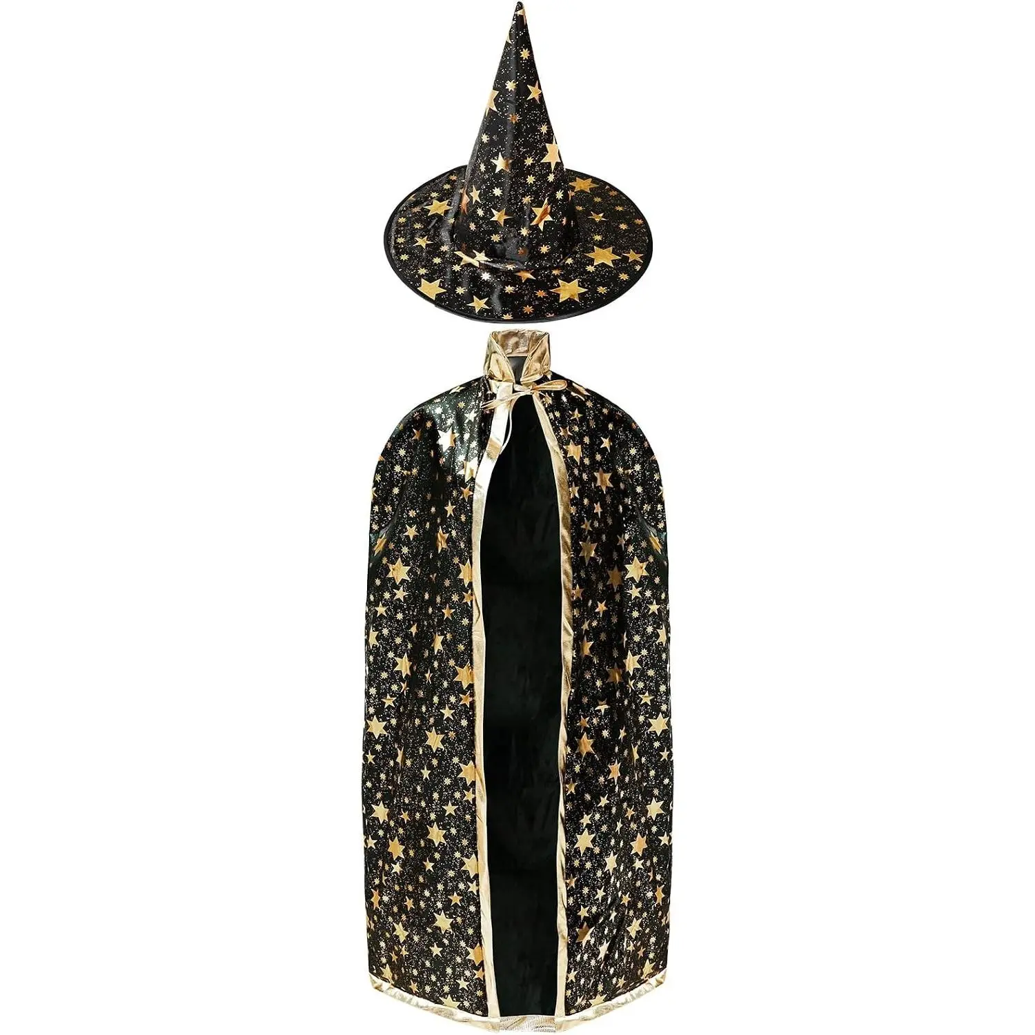 iGeeKid Halloween Wizard Costume Set Include 51" Cloak & Star Hat | Halloween Cosplay Costume for Adults, Men & Women, Parties, Roleplay & Dress Up