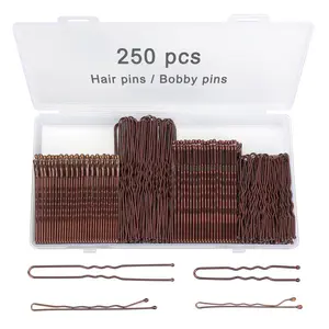 250 Pcs Hair Pins Bobby Pins Blonde Hair with Storage Box, Wavy Bobby Pins 2inch 2.4inch, U Shaped Hair Pins 2inch 2.8inch, Suitable for All Hair Types, Hair Clips Hair Pin for Women and Girls
