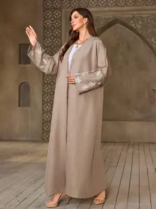 Women's Floral Embroidery Abaya, Modesty Abaya, Modest Fashion Long Sleeve  Abaya for Daily Wear, Ladies Islamic Clothing for All Seasons