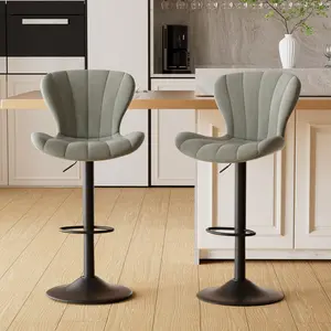 2PCS 360° Swivel Bar Stools Adjustable Height Waterproof Easy Clean Industrial Stools for Kitchen Island Cafe Bistro