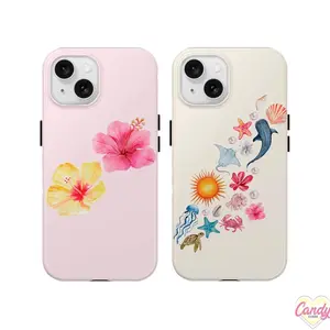 Summer Phone Case, Collage Aesthetic Tough Cover, Beach Vibes Coastal Girl Sea shell for Smart Phone