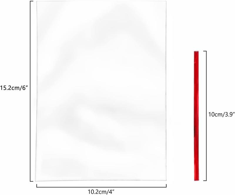 100PCS Cellophane Bags Clear Plastic Cello Bags 4x6 with 4" Twist Ties 5 Mix Colors - 1.4 mils Thick OPP Treat Bags for Gift Wrapping Packaging Decorations Storage (4'' x 6'')