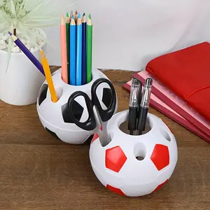Football Shape Desktop Pen Holder, Creative Multi-Compartment Storage, Scissors Stationery Note Classification, Office Study Essential