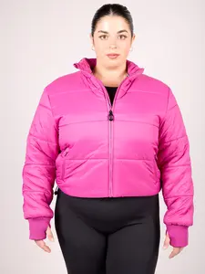 Cropped Puffer Jacket - Plum Wine Cropped Puffer Jacket - Plum Wine