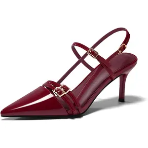 Coutgo Womens Slingback High Heels Strappy Closed Pointed Toe Pumps Ankle Strap Dress Shoes