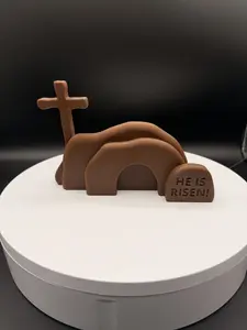 Easter Resurrection Scene 3D Print - Christian Easter Decor - He Is Risen Tomb Set - Religious Easter Gift - Jesus Tomb Display Decoration Ornaments