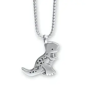 Tyrannosaurus Rex Pewter Dinosaur Necklace - T-rex Charm Pendant