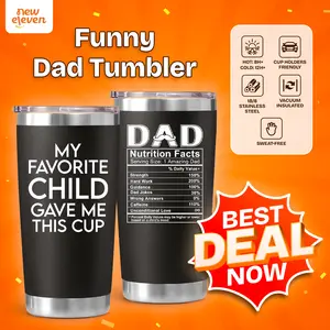 NewEleven My Favorite Child Funny Dad Tumbler – Black 20oz Cup with Dad Nutrition Facts, Perfect Christmas & Thanksgiving Gift for Dad, Humorous Father Gift Idea