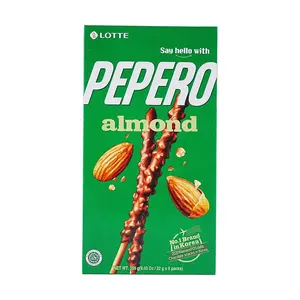 LOTTE Pepero Almond Chocolate Cookie Sticks 8 Packs - Korean Snack, Stray Kids Official Merch, Crunchy Biscuits, Sweet Treat