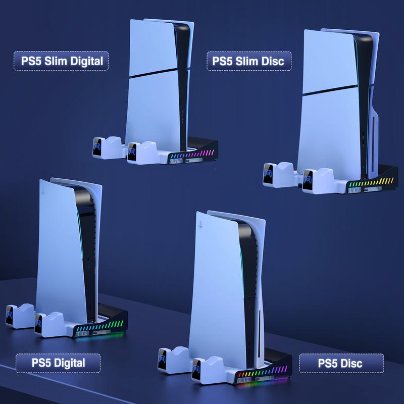 BEBONCOOL For PS5 Slim Cooling Stand Dual Controller Charging Station for Playstation 5 Console  Wall Mount Cooling Station PS5 Charger