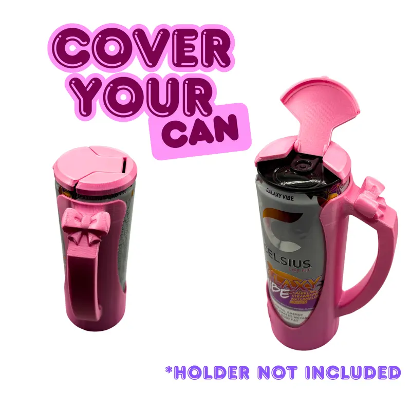 Reusable Plastic Can Cover - 3D Printed Sturdy Insulated Kitchenware Drinkware Accessory, Hand Wash, Slip-On in Seconds, No-Slip Solution, Fits 8/12/16oz Slim & Tall Regular Can Sizes