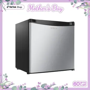 Upstreman mini fridges 1.7 Cu Ft with Freezer FR17 Adjustable Thermostat Energy Saving Low Noise Single Door Compact Refrigerator for Dorm Office Can Bedroom stainless Steel fridge mini  brands Small pantry drink fridge skincare fridge tiktokshopspringglo