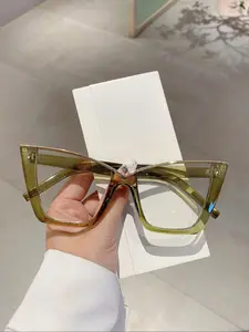 Simple Anti-blue Light Lens Eyeglasses for Everyday Use, Basic Cat Eye Frame Fashion Eyeglasses for Women & Men, Fashion Eyeglasses for Party, Daily Decor, Perfect for Student Daily Use, Lightweight Eyewear, Trendy Casual Eyeglasses