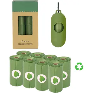 8/16 Rolls 120/240 Count Dog Poop Bags Compostable, Proxima Direct Doggie Waste Bags Green Carrier Bag with Dispenser, Biodegradable Dog Waste Bag Measures, Eco-Friendly Waste Bags for Dogs & Cats(9x13 Inch)