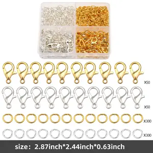 700PCS Lobster Claw Clasps and Key Rings,  Premium Metal Lobster Claw Trigger Clasps for Keychain, Key, Jewelry Making, Art Crafts, DIY Crafts（Gold,Sliver）