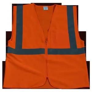 Petra Roc OV2-CB0-4X-5X Safety Vest Ansi Class 2 Contrast Binding Orange Solid, 4X & 5X