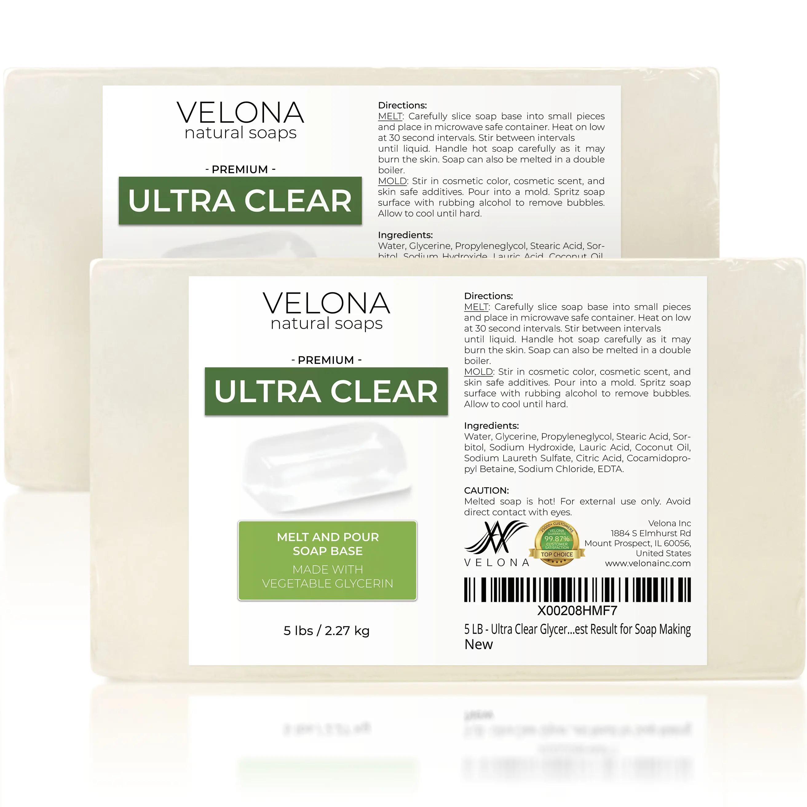 10 LB - Ultra Clear Glycerin Soap Base by Velona | Melt and Pour | Transparent Natural Bar For The Best Result for Soap Making