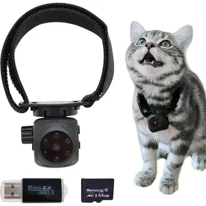 Pet Collar Camera & Cat Collar Camera with 64gb Sd Card,Spy Camera Hidden Camera ,Dog Tracker Collar,Motion Detection Records 1080p Video & Infrared Night Vision Functionality for Indoor/Outdoor.