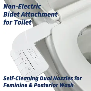 Non-Electric Bidet Attachment for Toilet - Ultra-Slim & Quick Release - Adjustable Water Pressure - Self-Cleaning Dual Nozzles for Feminine & Posterior Wash