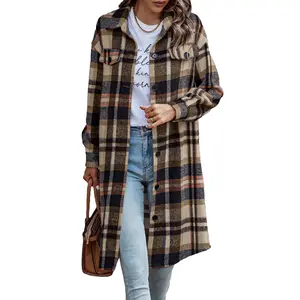 PrettyGarden Women's Plaid Shacket Long Sleeve Button Up Flannel Shirt