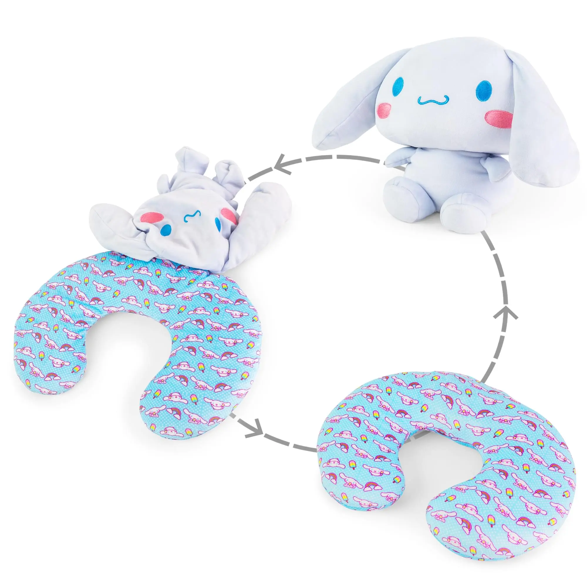Sanrio Cinnamoroll Reversible Neck Roll Pillow and Plush Toy Sanrio Cinnamoroll Reversible Neck Roll Pillow and Plush Toy