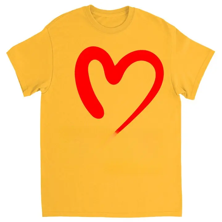 iHeart REGGAE Official T-Shirt - Gold Color with Red Heart Logo Design - Heavy Blend Pullover Hoodie Style - 50% Cotton 50% Polyester Fleece Knit