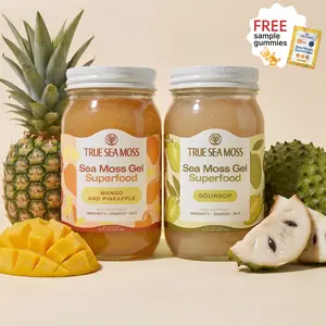 True Sea Moss 2-Bottle Bundle: Mango-Pineapple & Soursop – Rich in Essential Minerals & Vitamins – supports vitality