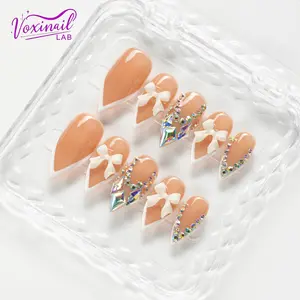 Voxinail Lab | CRYSTAL SOIRÉE | Handmade Sharp Stiletto Press-On Nails | Reusable, Long-Lasting