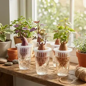 Transparent Plastic Hydroponic Mesh Cups Plant Propagation Root View Cups Plant Nursery Pot Planting Container Flowerpot
