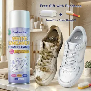 EcoPure Lab Professional White Shoe Cleaner - Advanced Foam Formula with Brush & Towel - Instant Deep Stain Remover for Sneakers, Leather & Mesh - Waterless & Safe Cleaning Kit