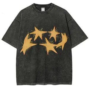 Circle Of Stars Unisex Vintage Washed Tee, Unisex Vintage Washed Tee, Vintage Coloful Tee - Oversized Shirt - Natural Unisex Streetwear