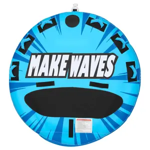 Towable Tubes for Boating, 3-Rider Inflatable Water Tubes and Towables, 510lbs Capacity Water Sport Tube for Boats to Pull with Anti-Slip Pad, Full Nylon Cover, Padded Handles, and Safety Valve