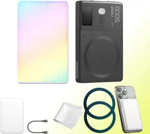 Godox MA5R Full-Color LED Light, Magnetic Charging Selfie Light CRI95 TLCI97, CCT 1800K-10000K,14 Fx Modes,HSI Adjustment,NFC/Bluetooth Connectivity,GM Adjust, 0%-100% Adjust, forYouTube/TikTok etc.