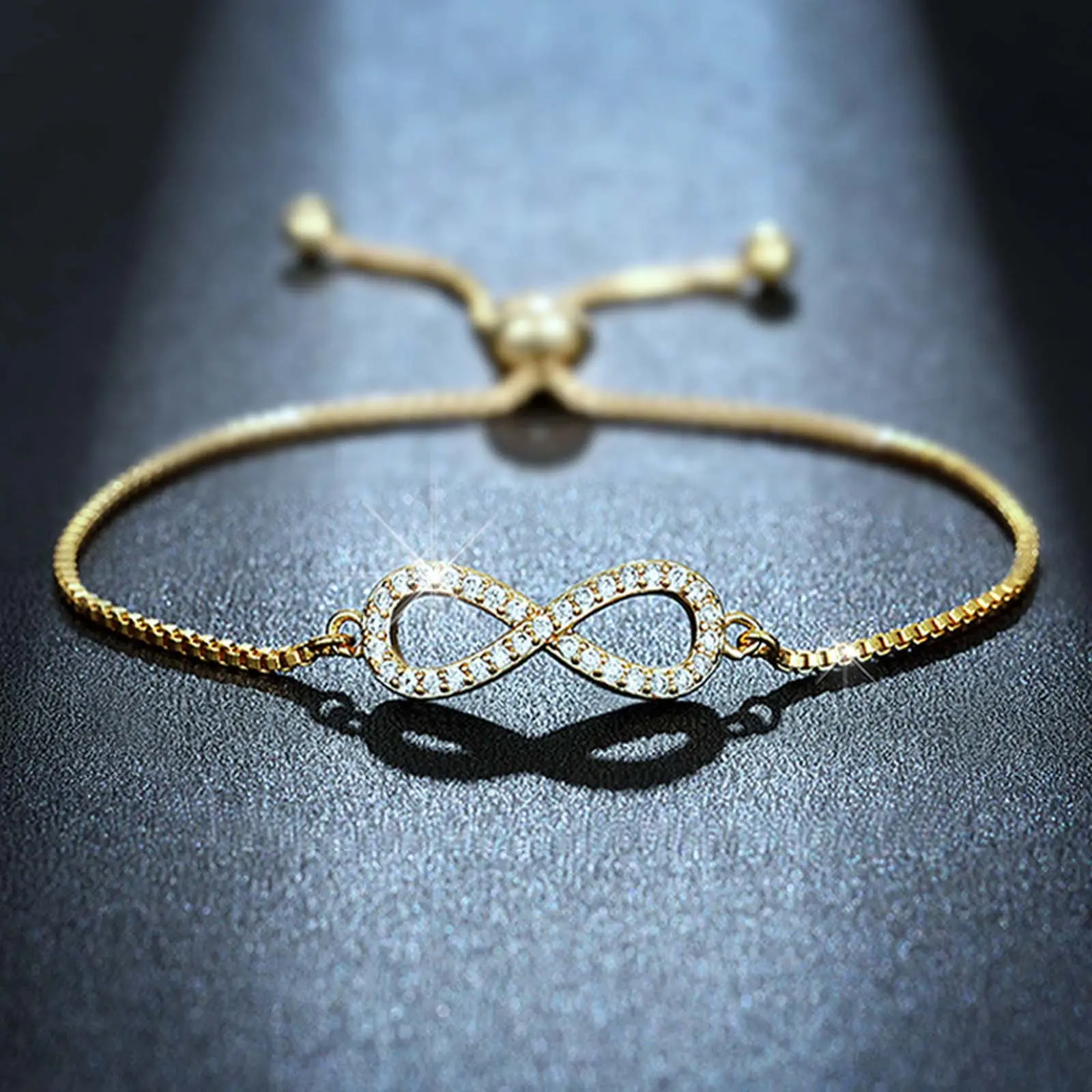 Zircon Infinity Mobius Bracelet – Adjustable Personalized Jewelry Gift for Men & Women, Daily Wear Jewelry